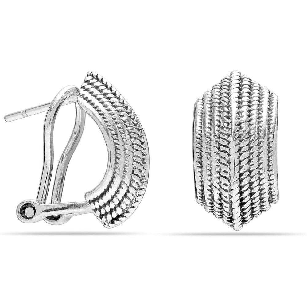 🆕 Women Silver Pierced Stud Earrings Sterling Medium Large Omega Back Jewelry